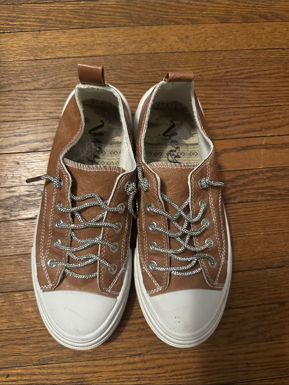 Women’s Brown faux leather sneakers